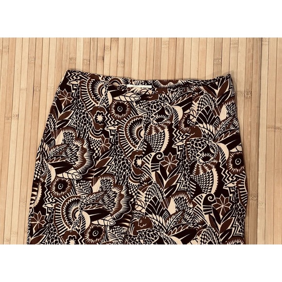 ANTHROPOLOGIE DRAPEY WIDE FLARE MOD TROPICAL PRINT WOVEN PANTS BROWN 8 Lainey - Picture 5 of 9